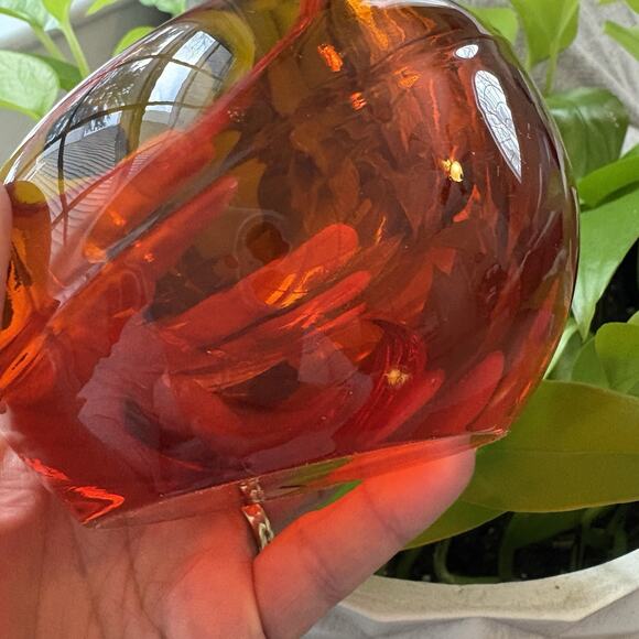 Vintage Viking Persimmon Orb Ashtray MCM Round Half Dome Orange Single Slot - Picture 5 of 7